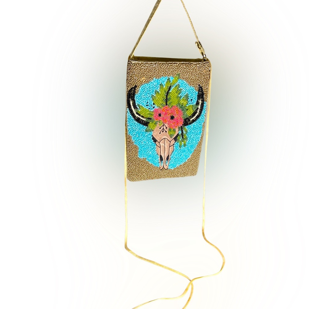 Bamboo Trading Company Boho Skull Club crossbody tote